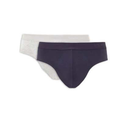 Kit 2 Cueca Slip Com Elástico – Cinza