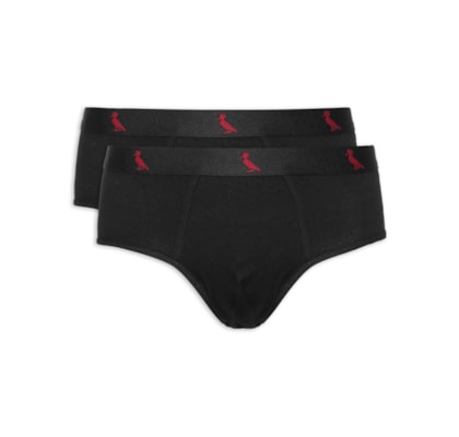 Kit 2 Cuecas Slip Básica Pack 2 Algodão - Preto