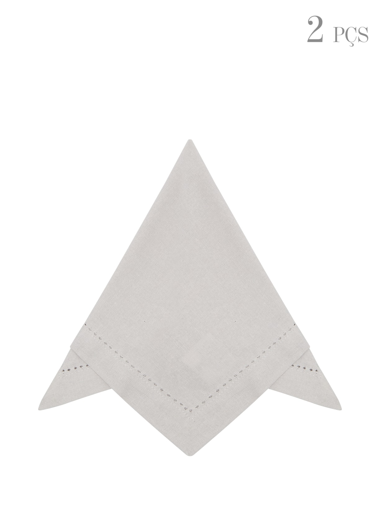 Kit 2 Guardanapos Ponto Ajour em Algodão 40x40cm - Cinza Claro