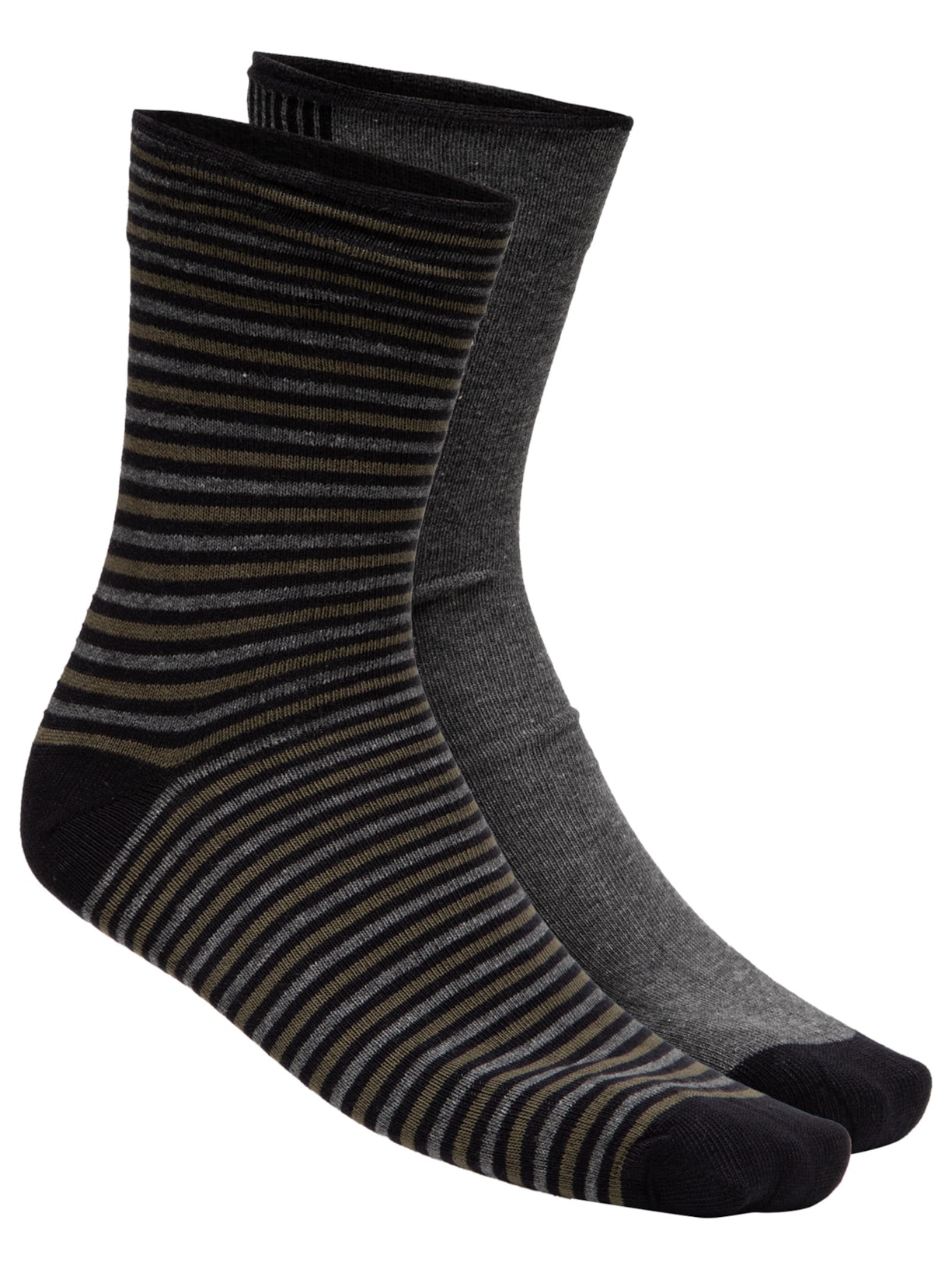 Kit 2 Meia Cano Médio Listras Finas Masculina – Preto Osklen