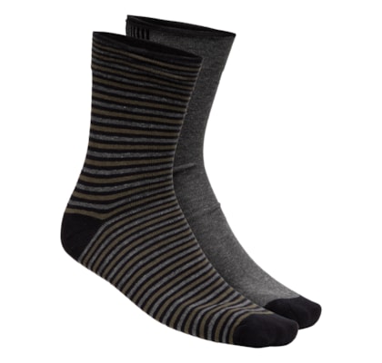 Kit 2 Meia Cano Médio Listras Finas Masculina – Preto