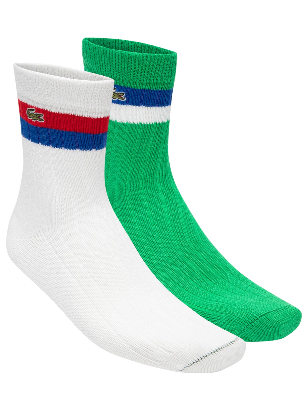 Kit 2 Meias Masculinas Longas Caneladas Com Crocodilo Bordado