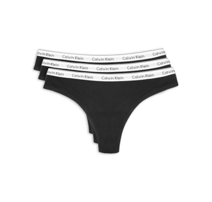 Kit 3 Calcinha Fio Dental Mini Modern Cotton - Preto