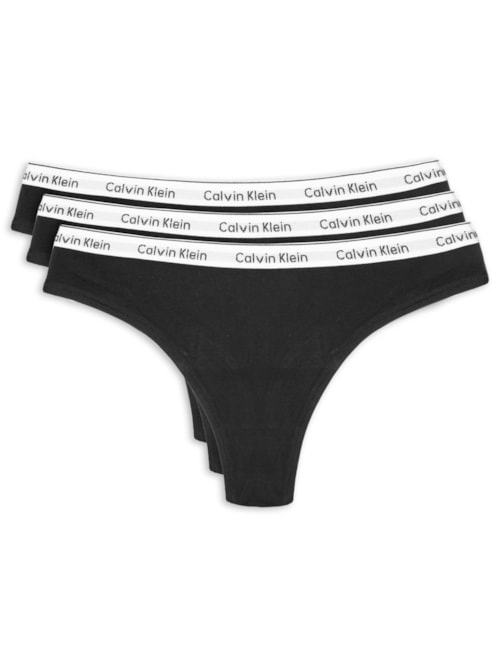 Kit 3 Calcinha Fio Dental Mini Modern Cotton - Preto