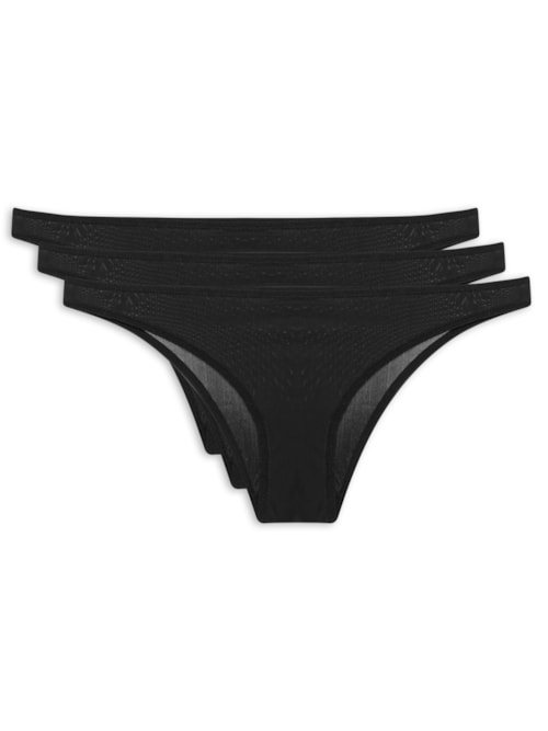 Kit 3 Calcinhas Tanga – Preto