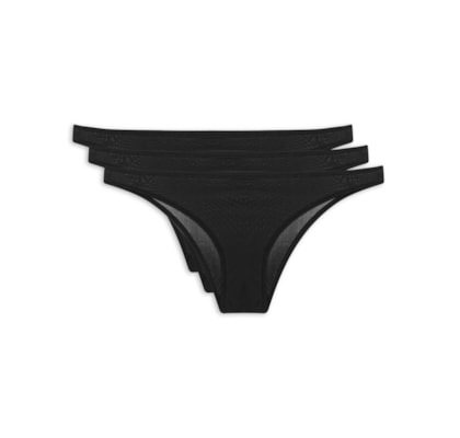 Kit 3 Calcinhas Tanga - Preto