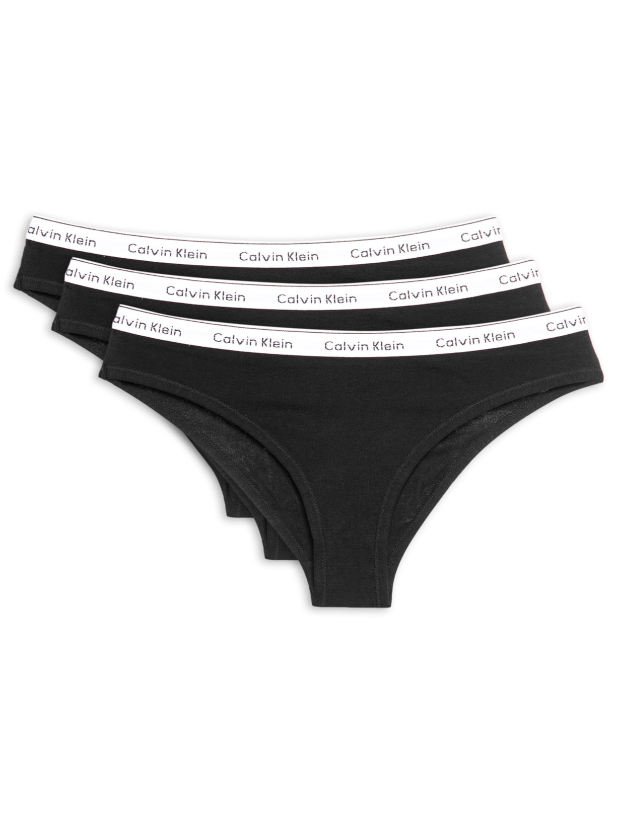 Kit 3 Calcinhas Tangas CK Mini Modern Cotton Preto Calvin Klein Underwear