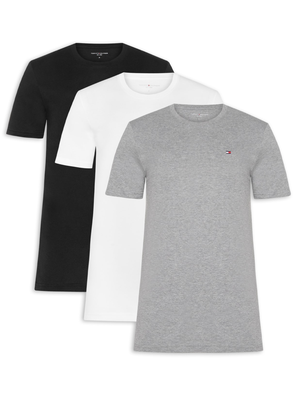 Kit 3 Camisetas Masculinas Básicas Em Algodão Tommy Hilfiger