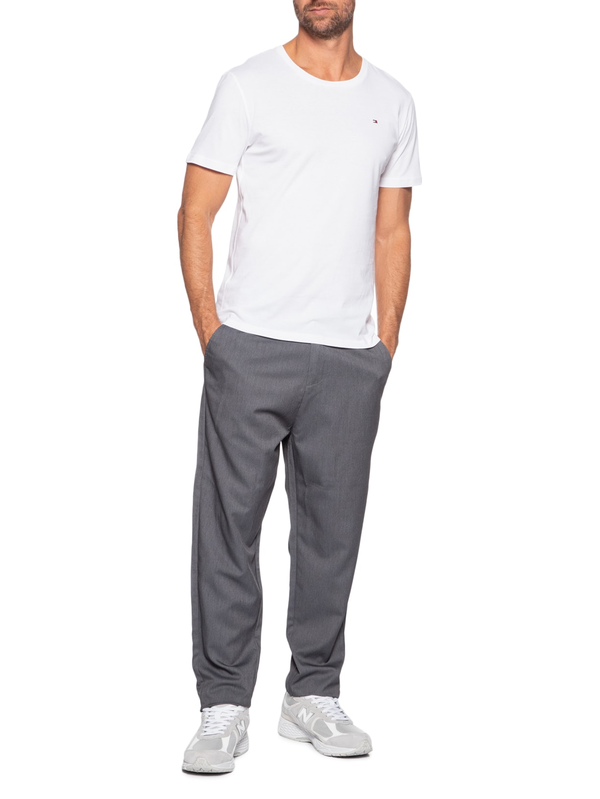 Kit 3 Camisetas Masculinas Básicas Em Algodão Branco Tommy Hilfiger