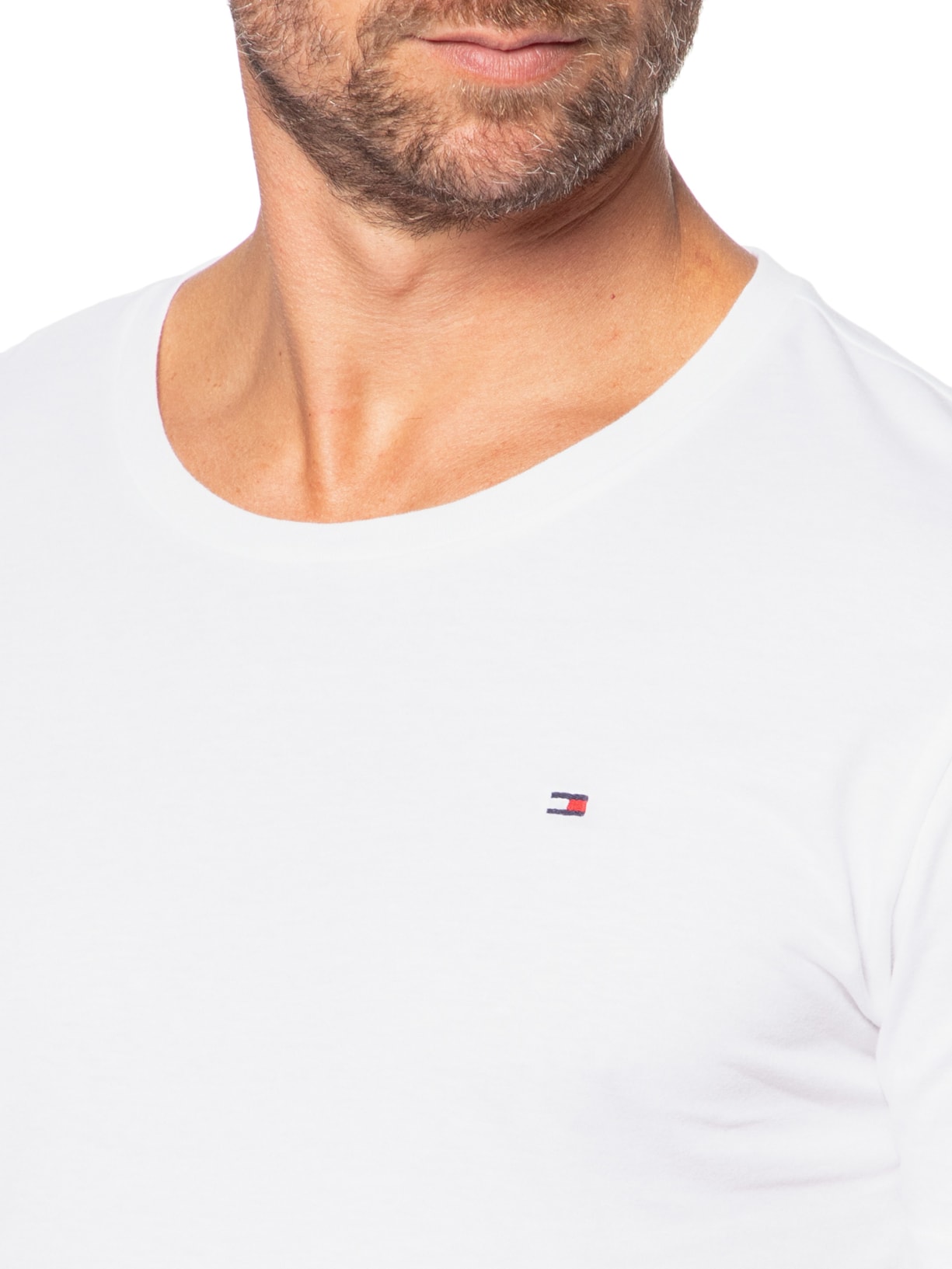 Kit 3 Camisetas Masculinas Básicas Em Algodão Branco Tommy Hilfiger