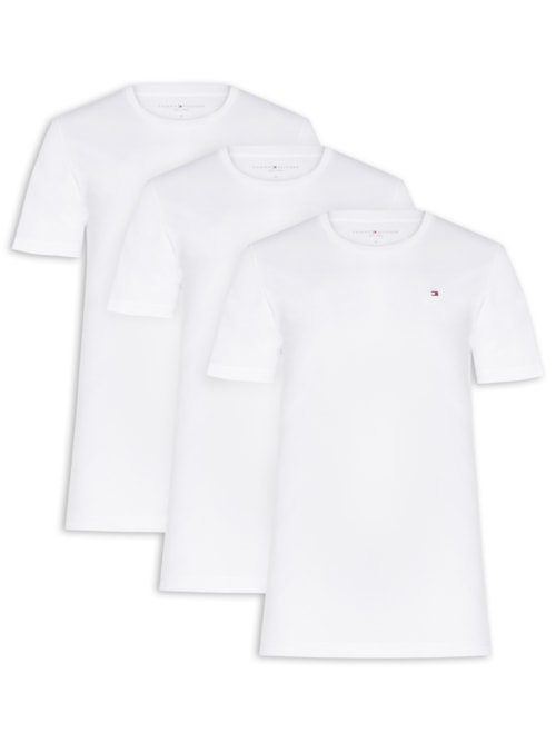 Kit 3 Camisetas Masculinas Básicas Em Algodão - Branco