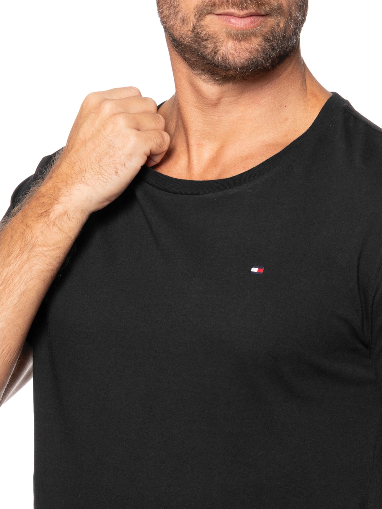Kit 3 Camisetas Masculinas Básicas Em Algodão Preto Tommy Hilfiger