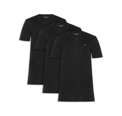 Kit 3 Camisetas Masculinas Básicas Em Algodão - Preto