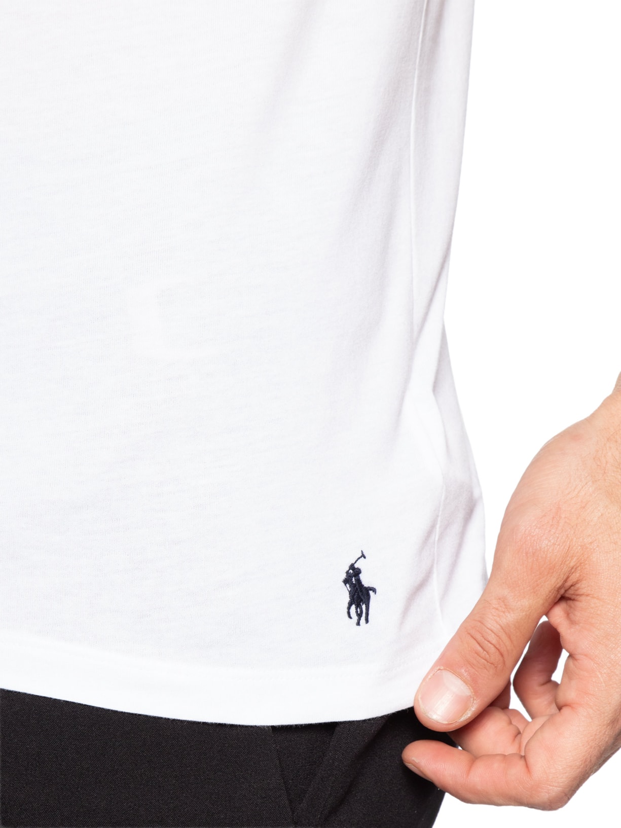 Kit 3 Camisetas Masculinas Gola V Logo Bordado – Branco Polo Ralph Lauren