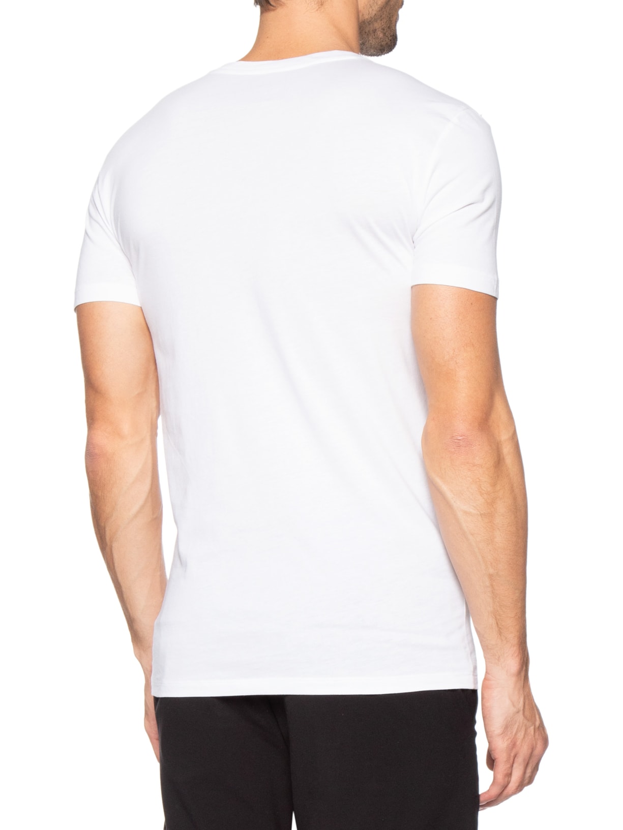 Kit 3 Camisetas Masculinas Gola V Logo Bordado – Branco Polo Ralph Lauren