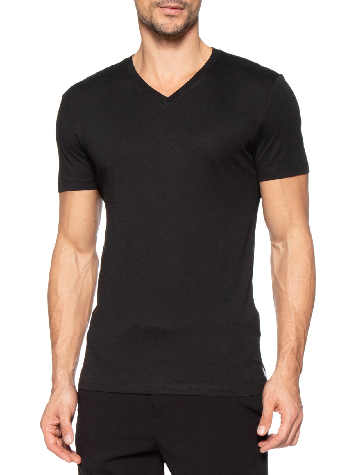 Kit 3 Camisetas Masculinas Gola V Logo Bordado – Branco Polo Ralph Lauren