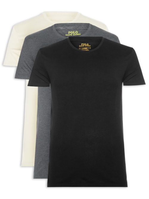 Kit 3 Camisetas Masculinas Logo Classic - Cinza