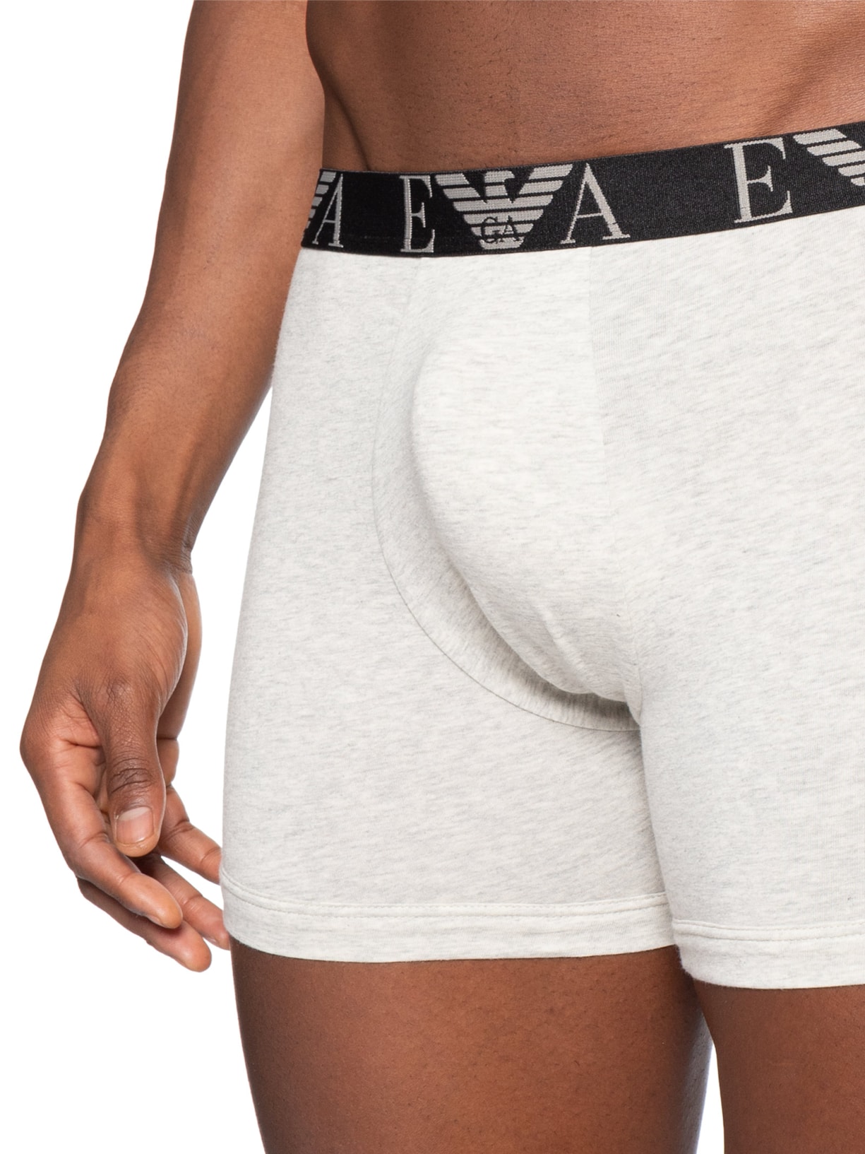 Kit 3 Cuecas Boxer Bottom 3 Peças Cinza Emporio Armani Bodywear