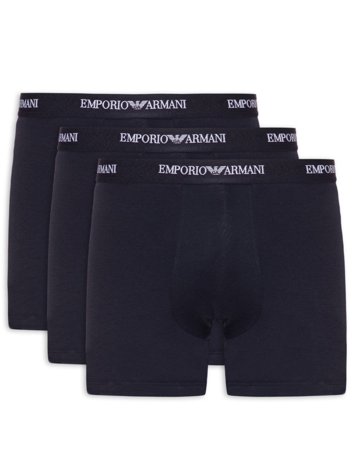 Kit 3 Cuecas Boxer Bottom Azul Emporio Armani Bodywear