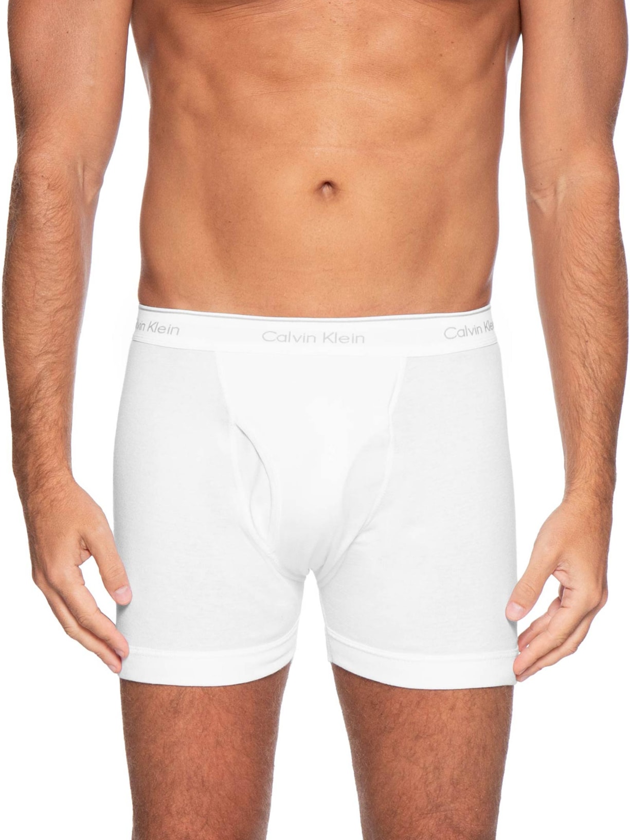 Kit 3 Cuecas Boxer Brief em Ribana De Algodão Branco Calvin Klein Underwear