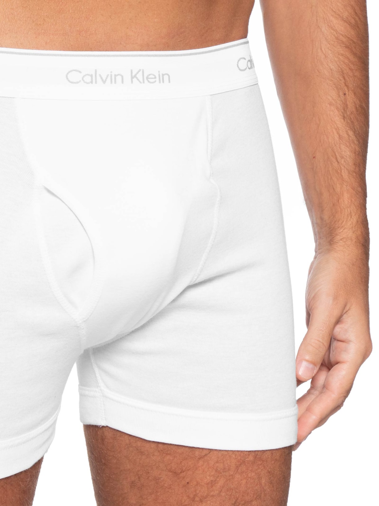 Kit 3 Cuecas Boxer Brief em Ribana De Algodão Branco Calvin Klein Underwear