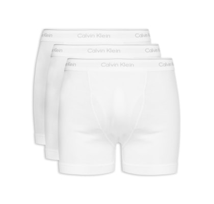 Kit 3 Cuecas Boxer Brief em Ribana De Algodão - Branco