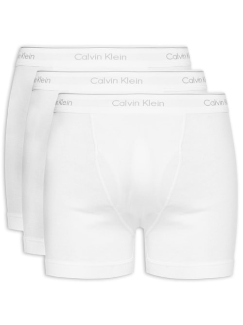 Kit 3 Cuecas Boxer Brief em Ribana De Algodão - Branco
