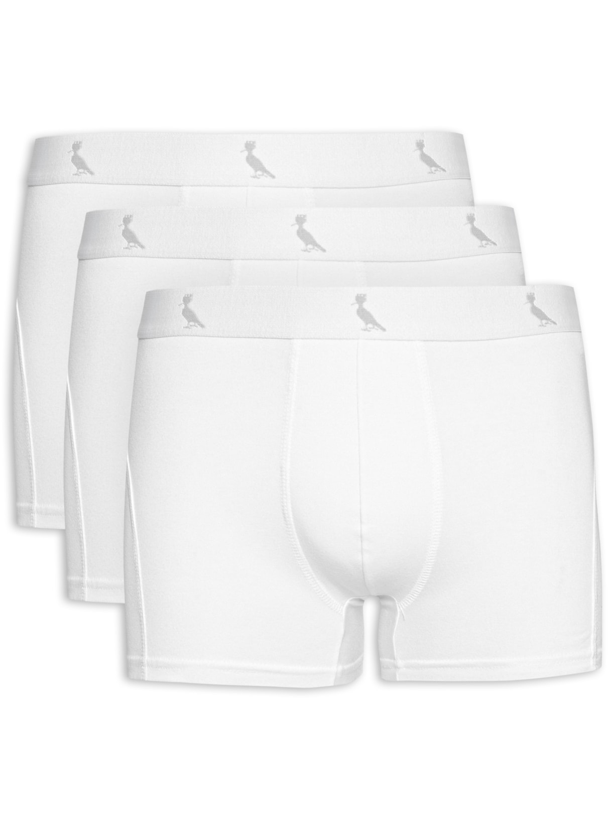 Kit 3 Cuecas Boxer Monocromático - Branco