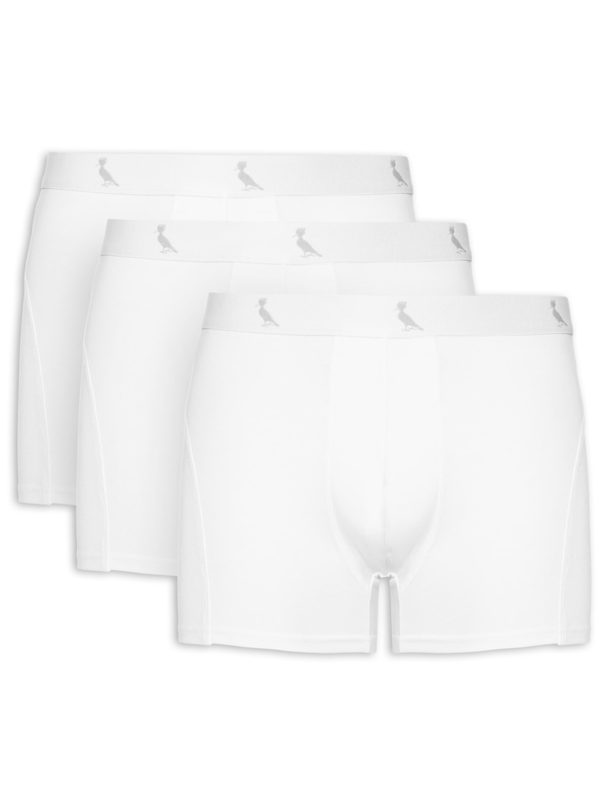 Kit 3 Cuecas Boxer Monocromático - Branco