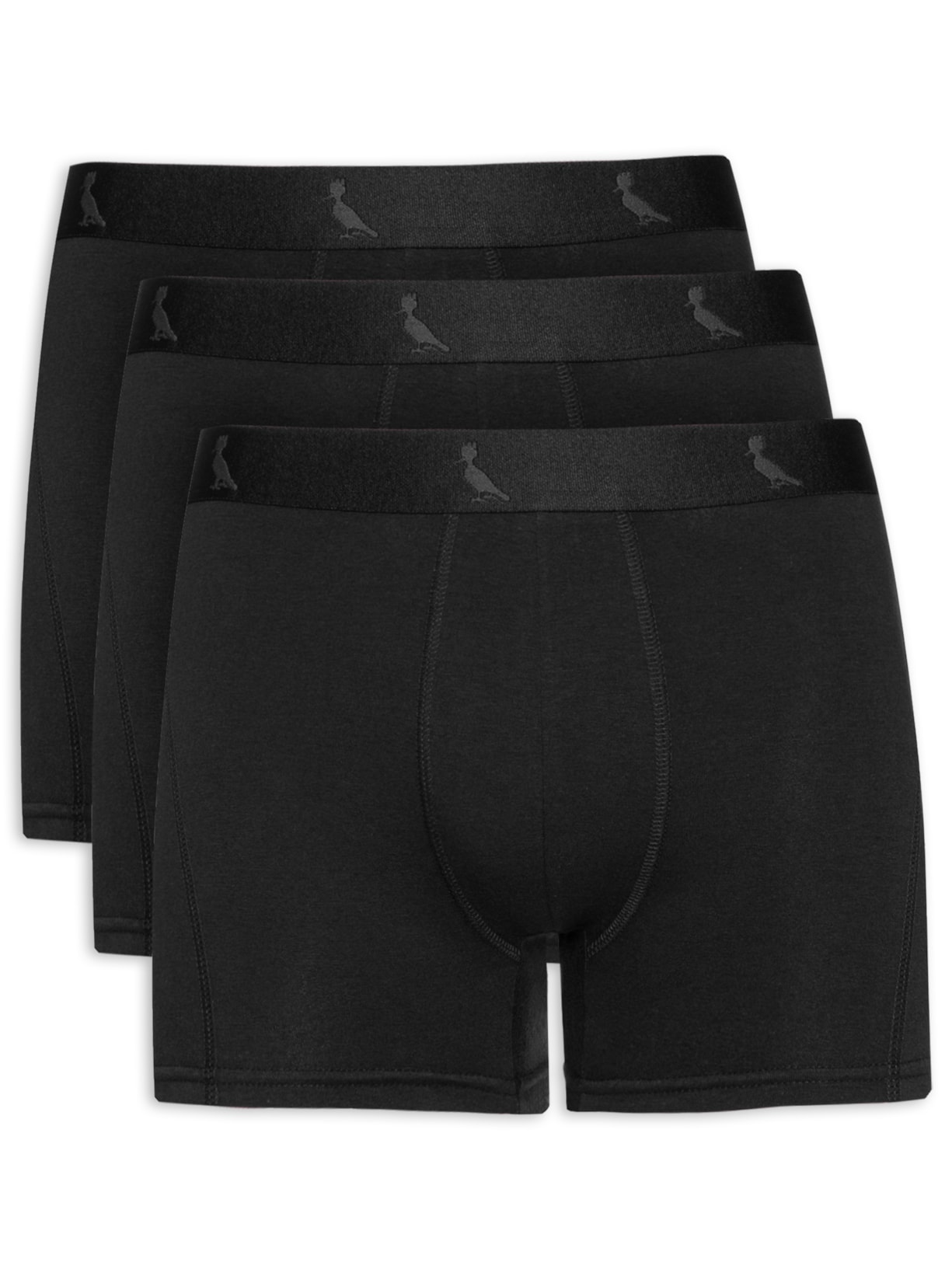 Kit 3 Cuecas Boxer Monocromático - Preto