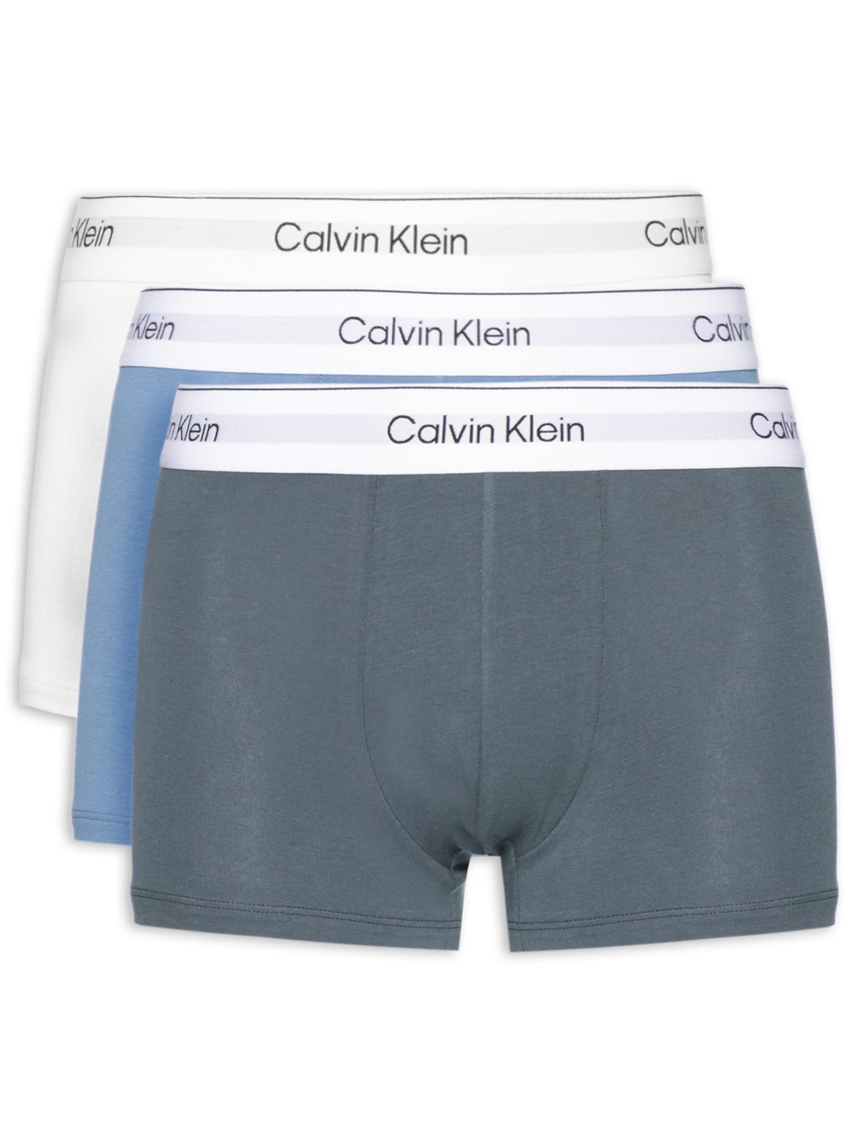 Kit 3 Cuecas Low Rise Trunk Icon Cotton Stretch Azul Calvin Klein Underwear