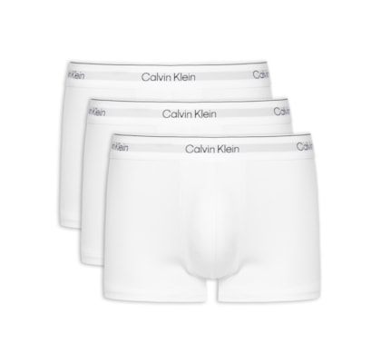 Kit 3 Cuecas Low Rise Trunk Icon Cotton Stretch - Branco