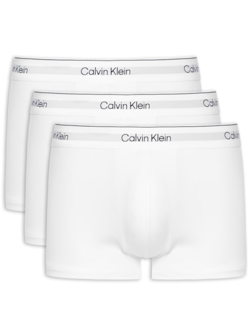 Kit 3 Cuecas Low Rise Trunk Icon Cotton Stretch - Branco