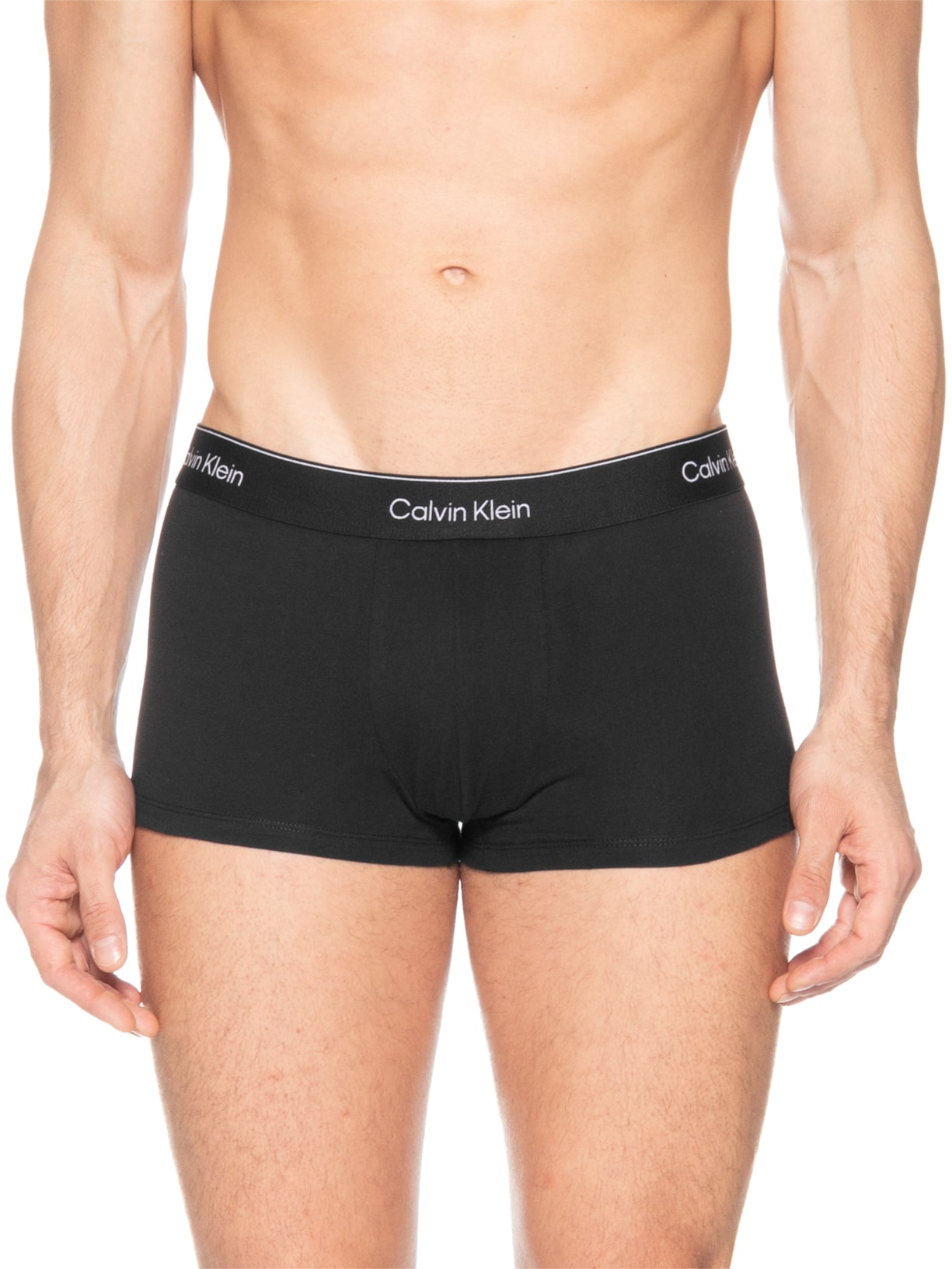 Kit 3 Cuecas Low Rise Trunk Icon Cotton Stretch Preto Calvin Klein Underwear