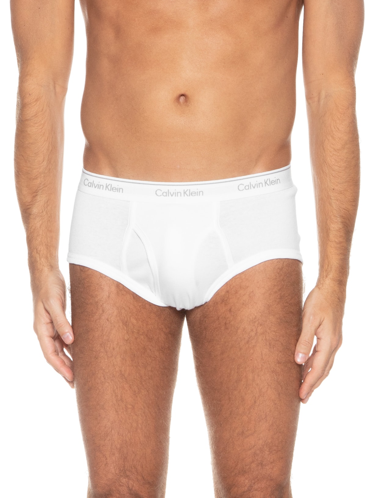 Kit 3 Cuecas Masculinas Brief Em Ribana De Algodão Branco Calvin Klein Underwear