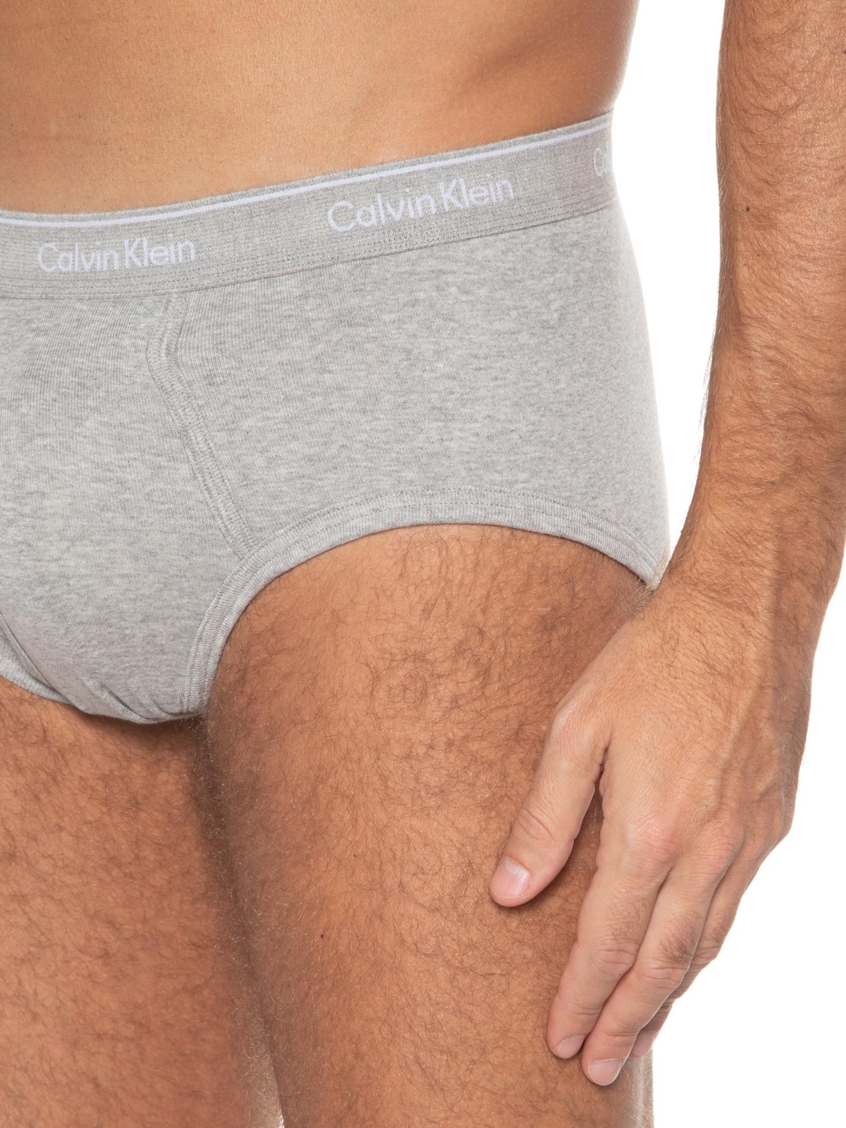 Kit 3 Cuecas Masculinas Brief Em Ribana De Algodão Cinza Calvin Klein Underwear
