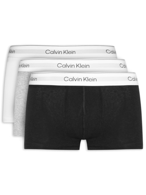 Kit 3 Cuecas Masculinas Low Rise Trunk Icon Cotton - Cinza