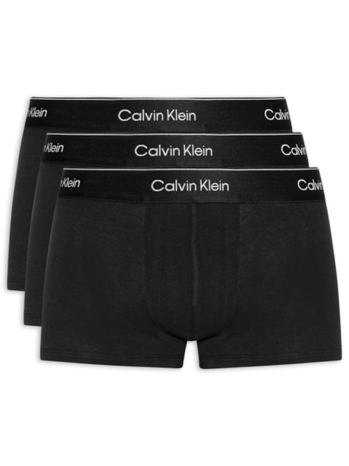Kit 3 Cuecas Masculinas Low Rise Trunk Icon Cotton Stretch - Preto