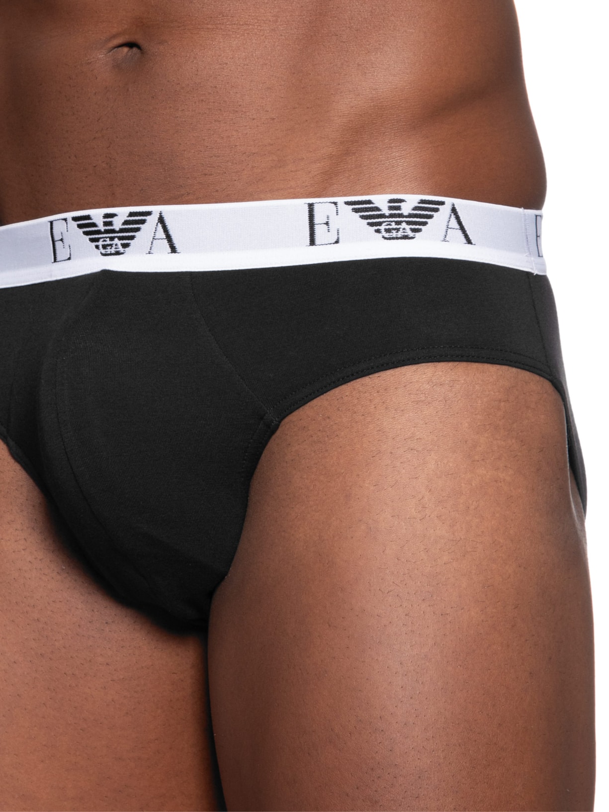 Kit 3 Cuecas Slip Bottom 3 Peças Preto Emporio Armani Bodywear