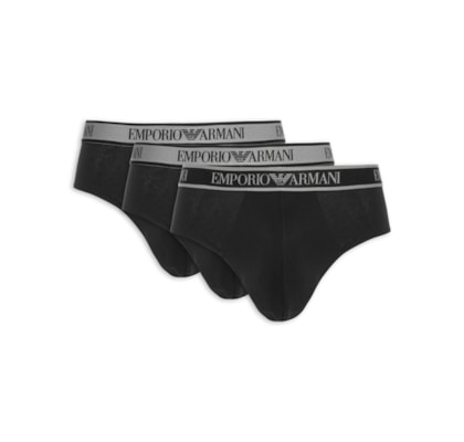 Kit 3 Cuecas Slip Bottom Masculina - Preto