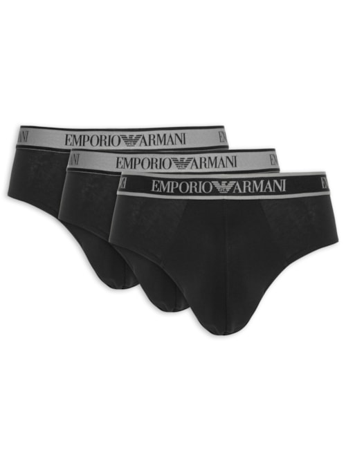 Kit 3 Cuecas Slip Bottom Masculina - Preto