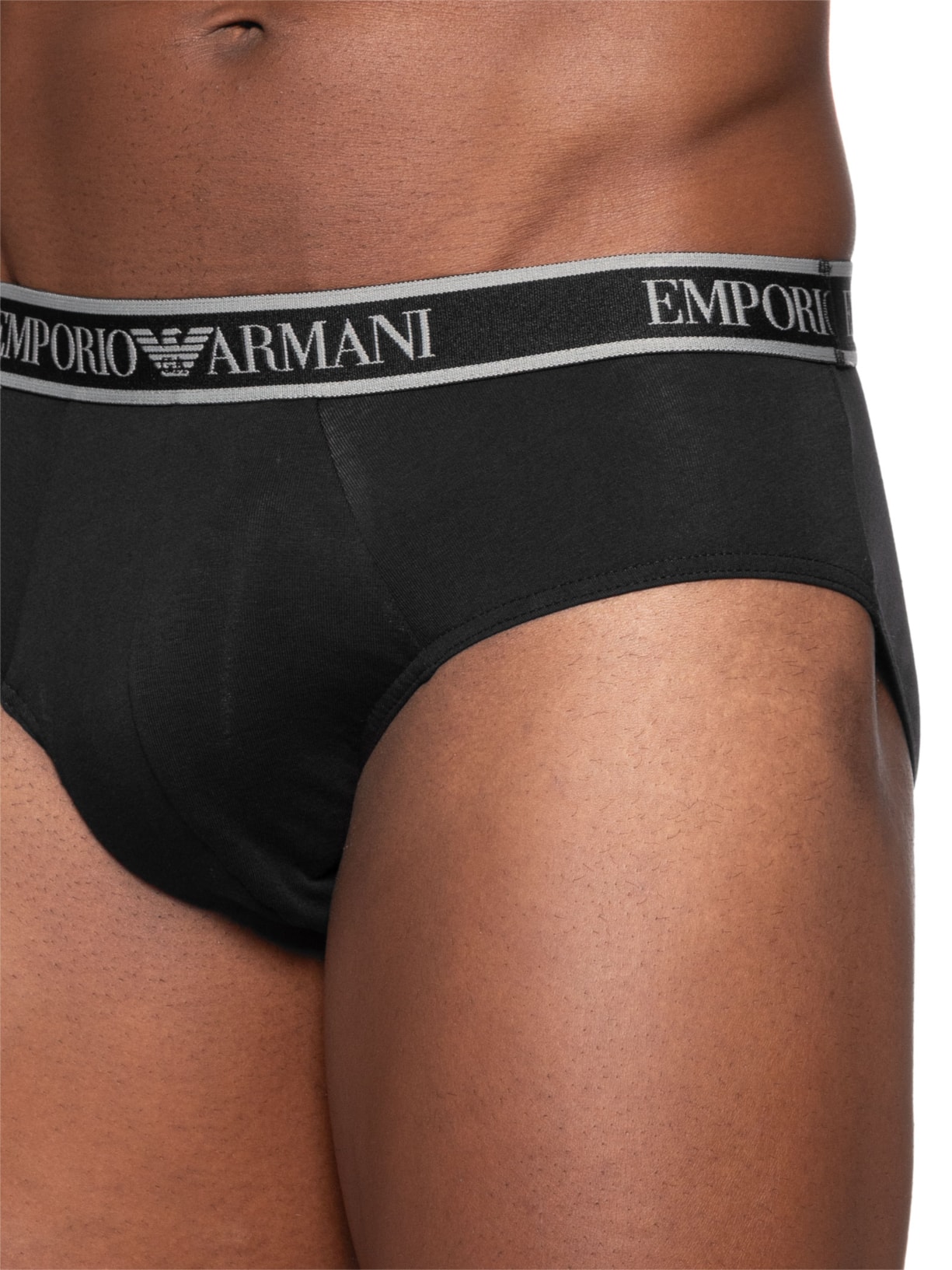 Kit 3 Cuecas Slip Bottom Masculina Preto Emporio Armani Bodywear