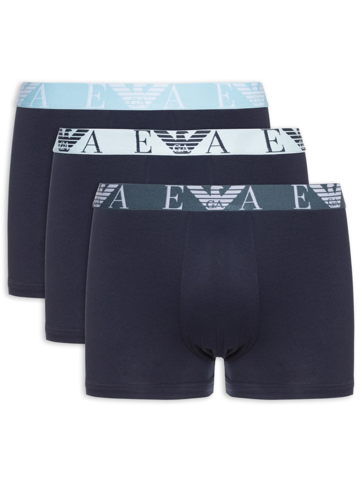 Kit 3 Cuecas Trunk Bottom 3 Peças Azul Emporio Armani Bodywear