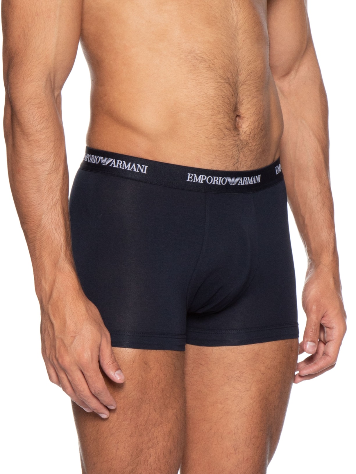 Kit 3 Cuecas Trunk Bottom Azul Emporio Armani Bodywear
