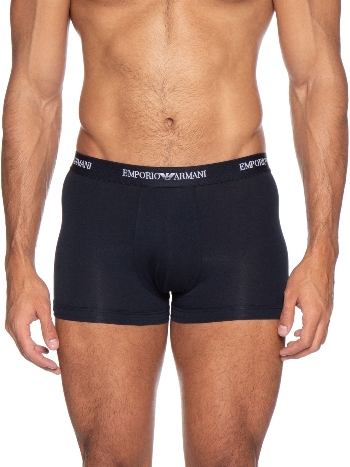 Kit 3 Cuecas Trunk Bottom Azul Emporio Armani Bodywear