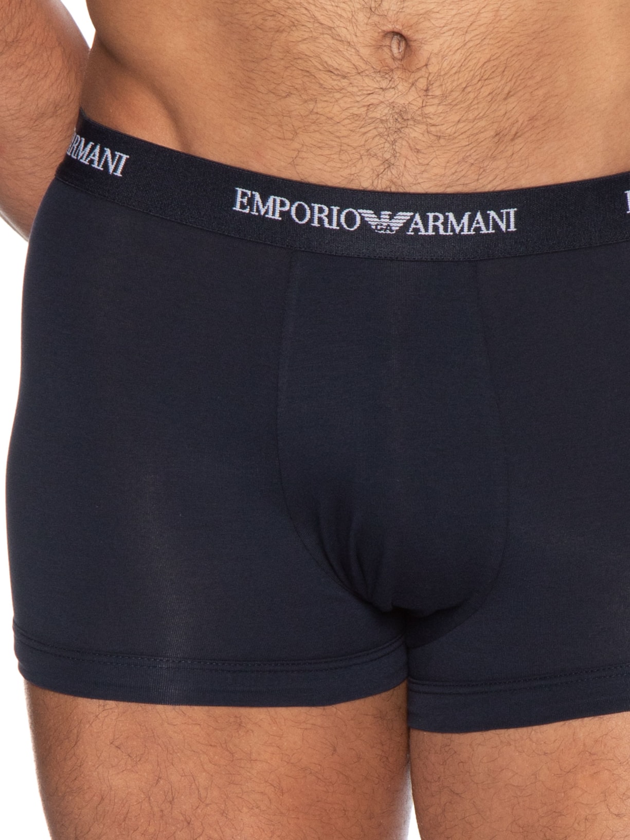 Kit 3 Cuecas Trunk Bottom Azul Emporio Armani Bodywear