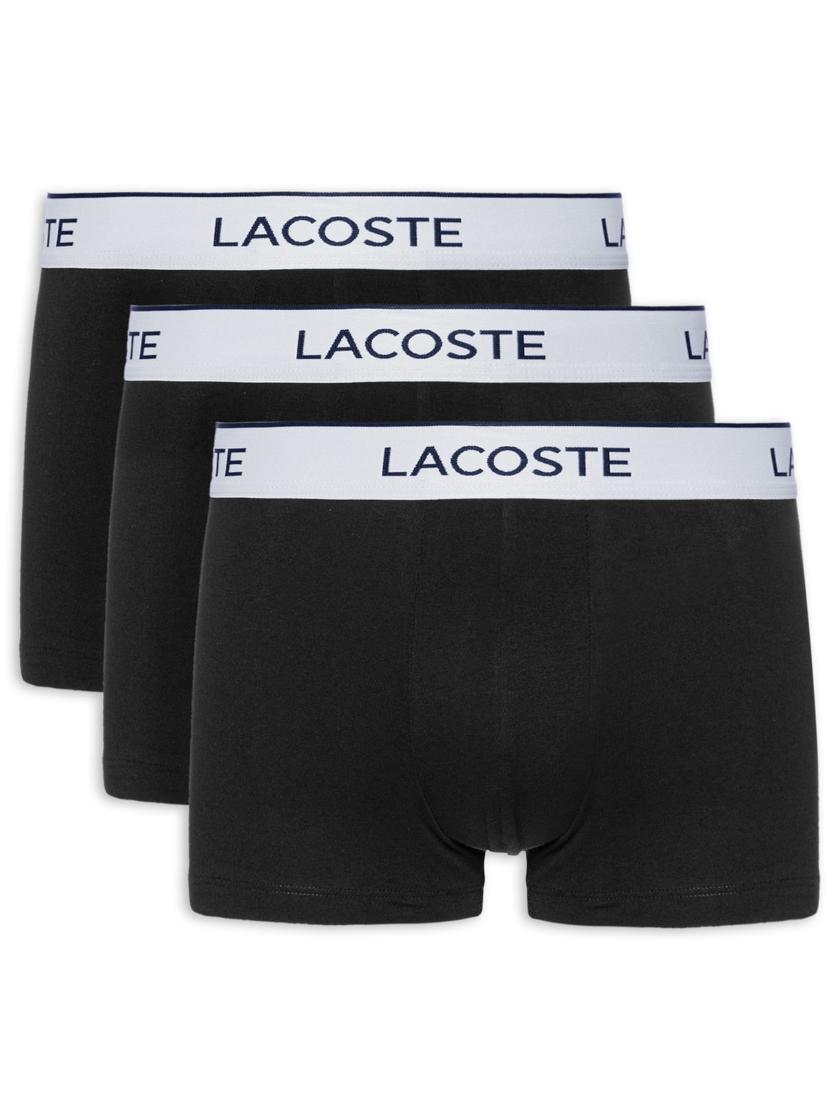 Kit 3 Cuecas Trunk Cós Assinado Em Algodão Com Elastano - Preto