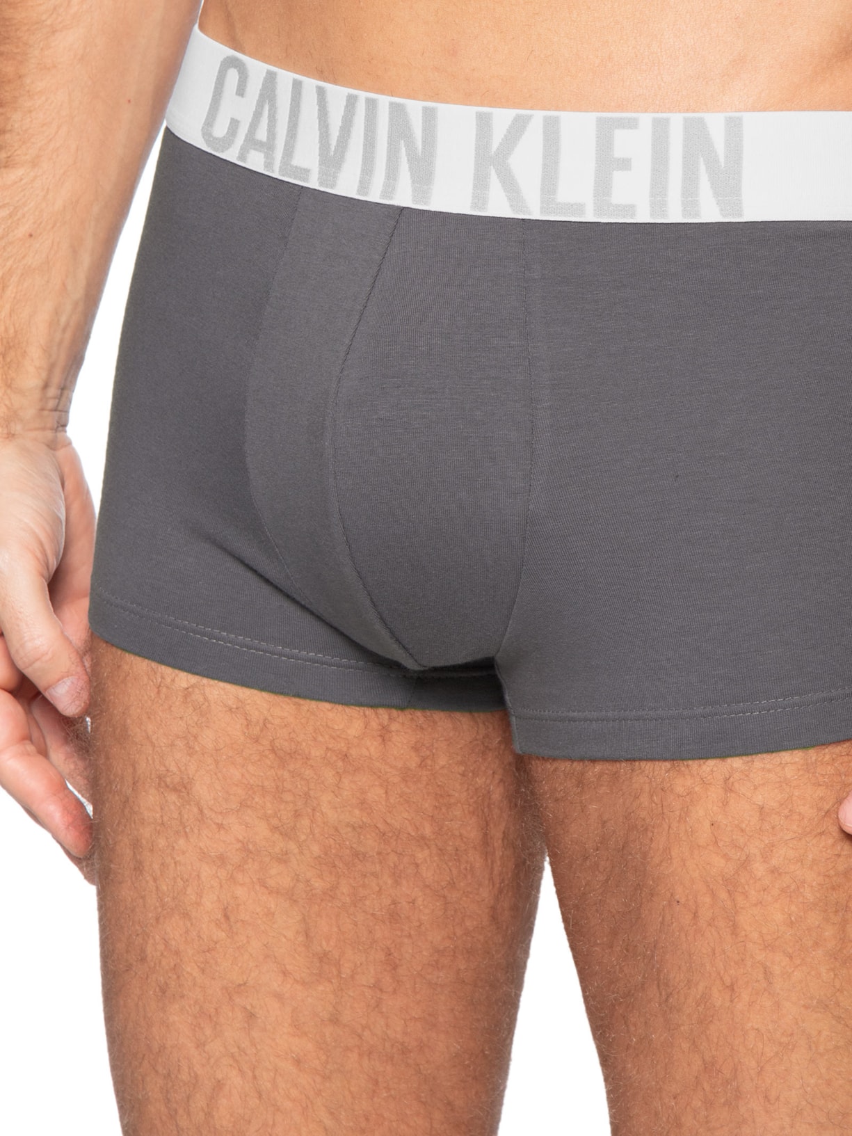 Kit 3 Cuecas Trunk Cotton Intense Power Cinza Calvin Klein Underwear