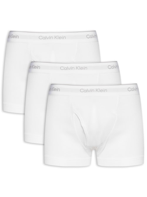 Kit 3 Cuecas Trunk de Cotton Rib - Branco