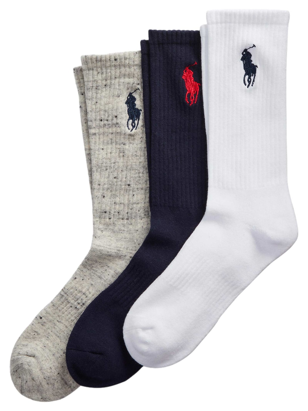 Kit 3 Meias Masculinas Big Pony Crew Sock - Azul